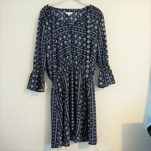 Navy Blue Patterned Dress